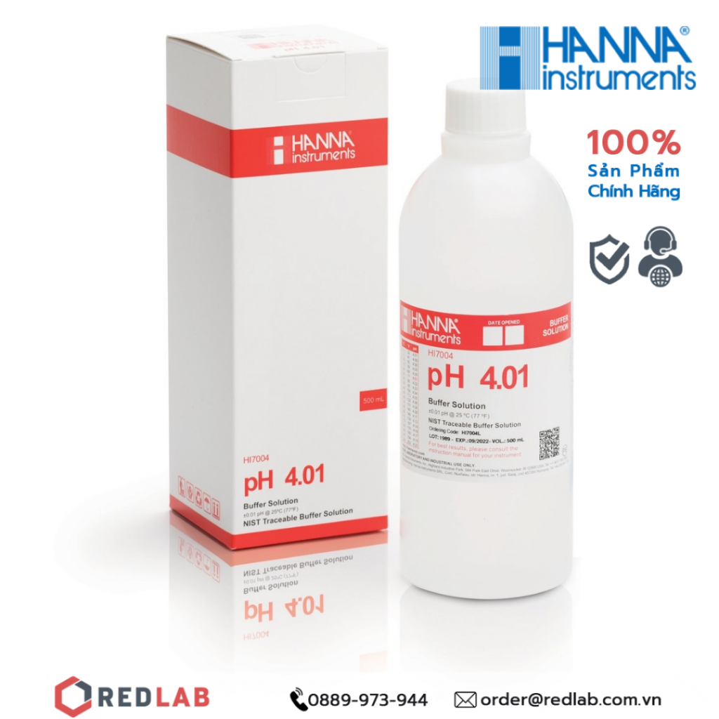 Dung dịch hiệu chuẩn máy đo pH 4.01 Hanna HI7004L - REDLAB