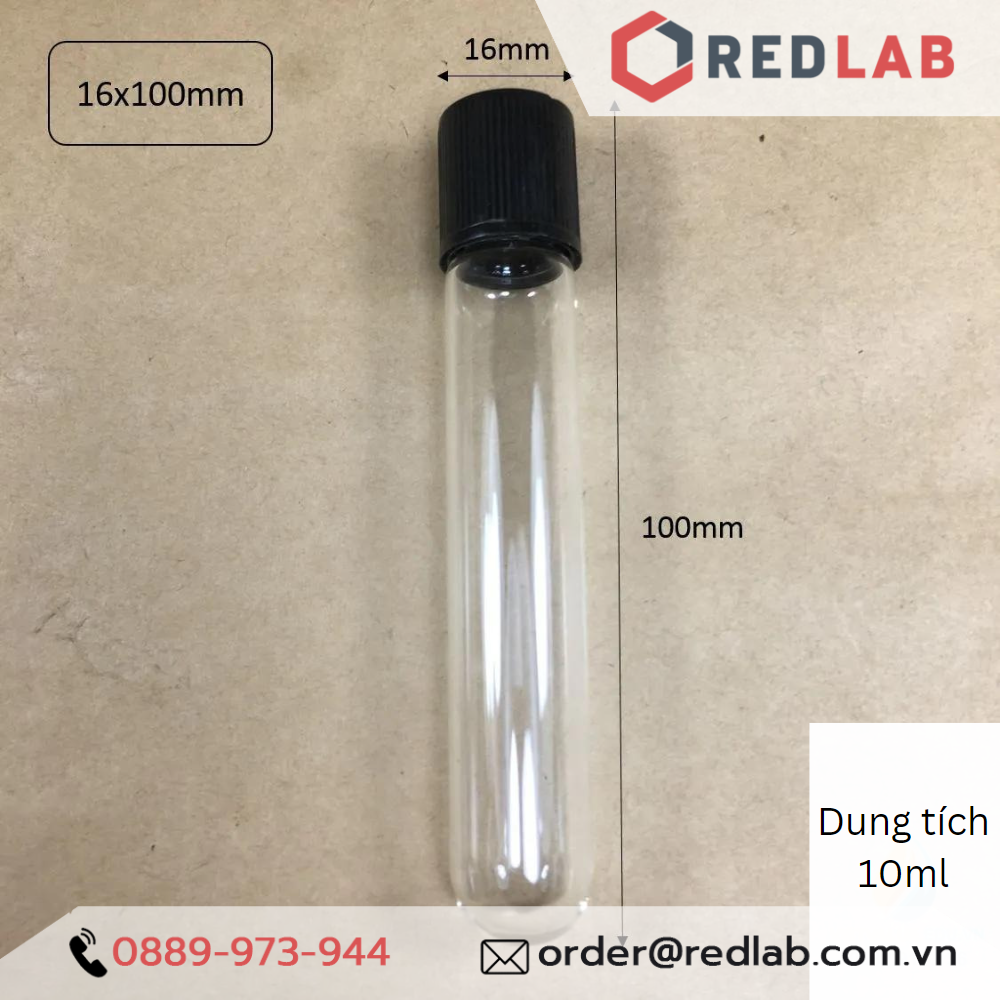 ống nghiệm thủy tinh có nắp - hàng chất lượng - REDLAB